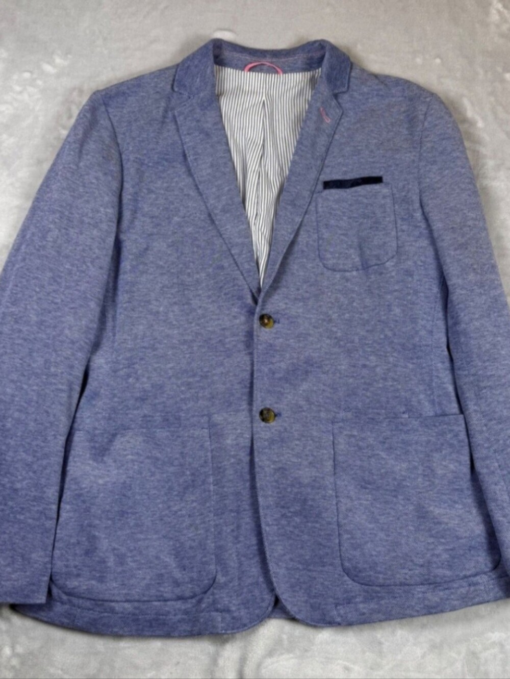 Springfield Blue Knit Blazer Mens XL 5 Casual Sport Coat Two Button Blue White